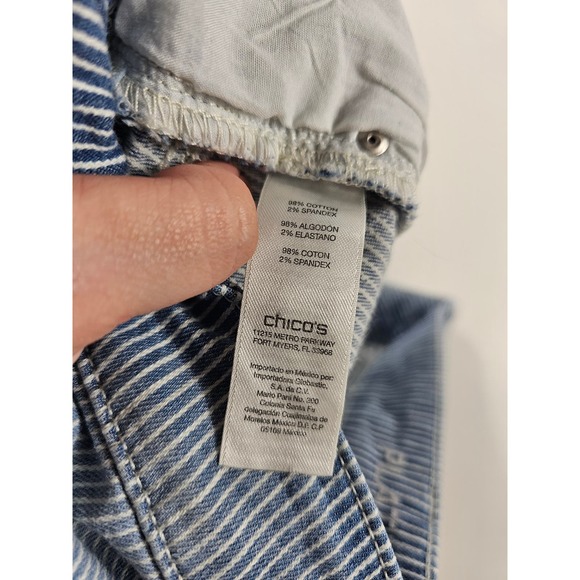 Chicos size 0.5 (6) platinum chambray striped career casual jeans * - Picture 4 of 7